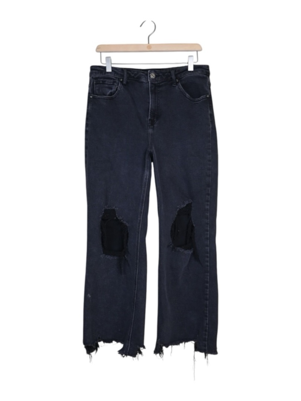 Risen Jeans Women's 13 Faded Black Distressed Raw Hem Jean